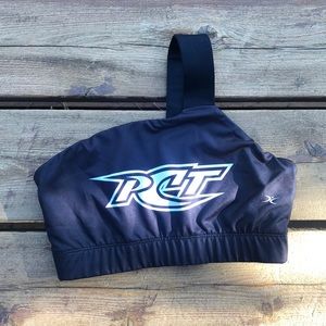 Black one shoulder PCT Cobras sport bras